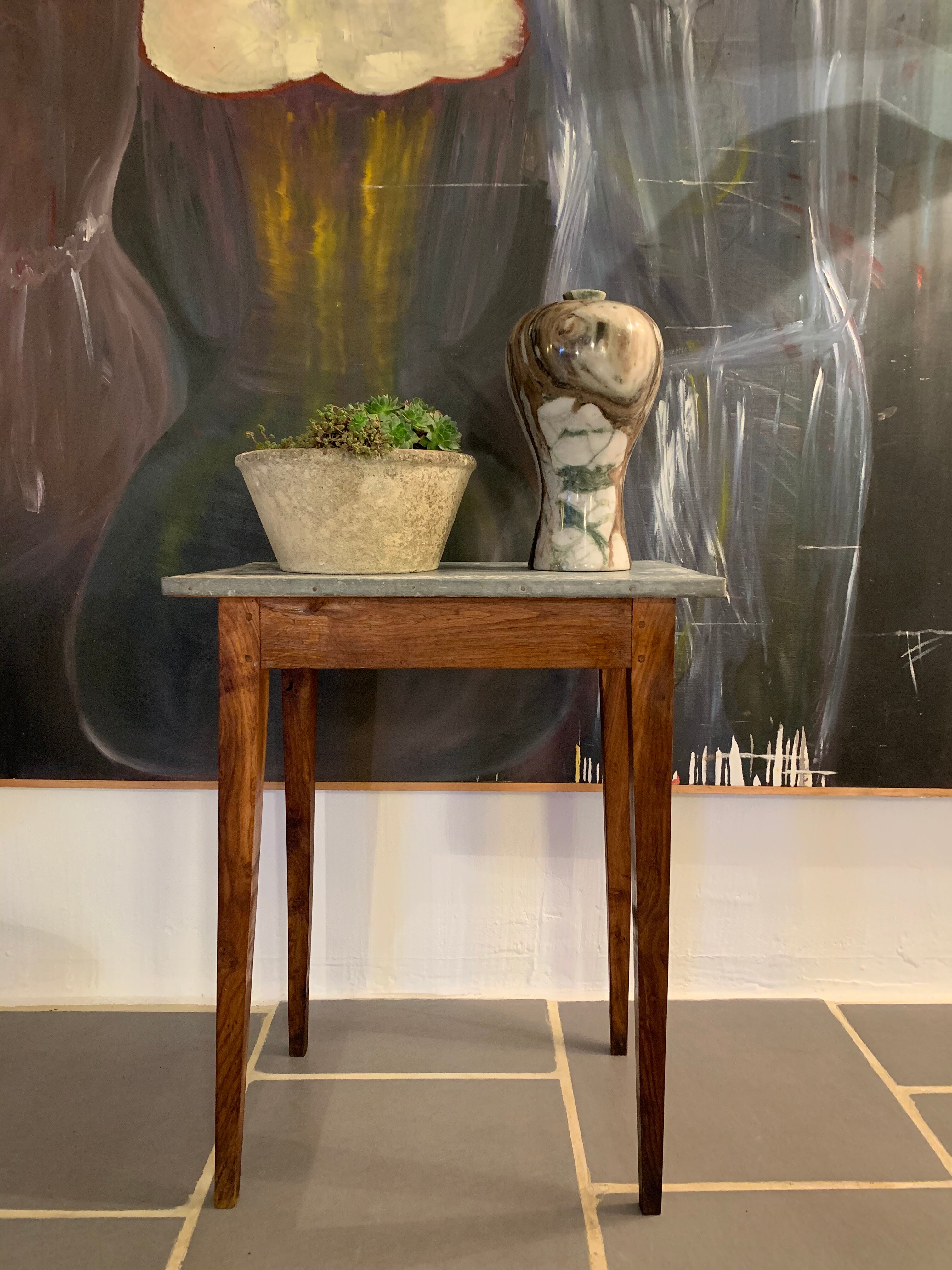 Old zinc tray farm table