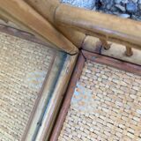 Vintage rattan wall shelf with mirror
