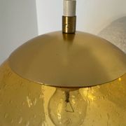 Lustre verre ambré bullé années 70