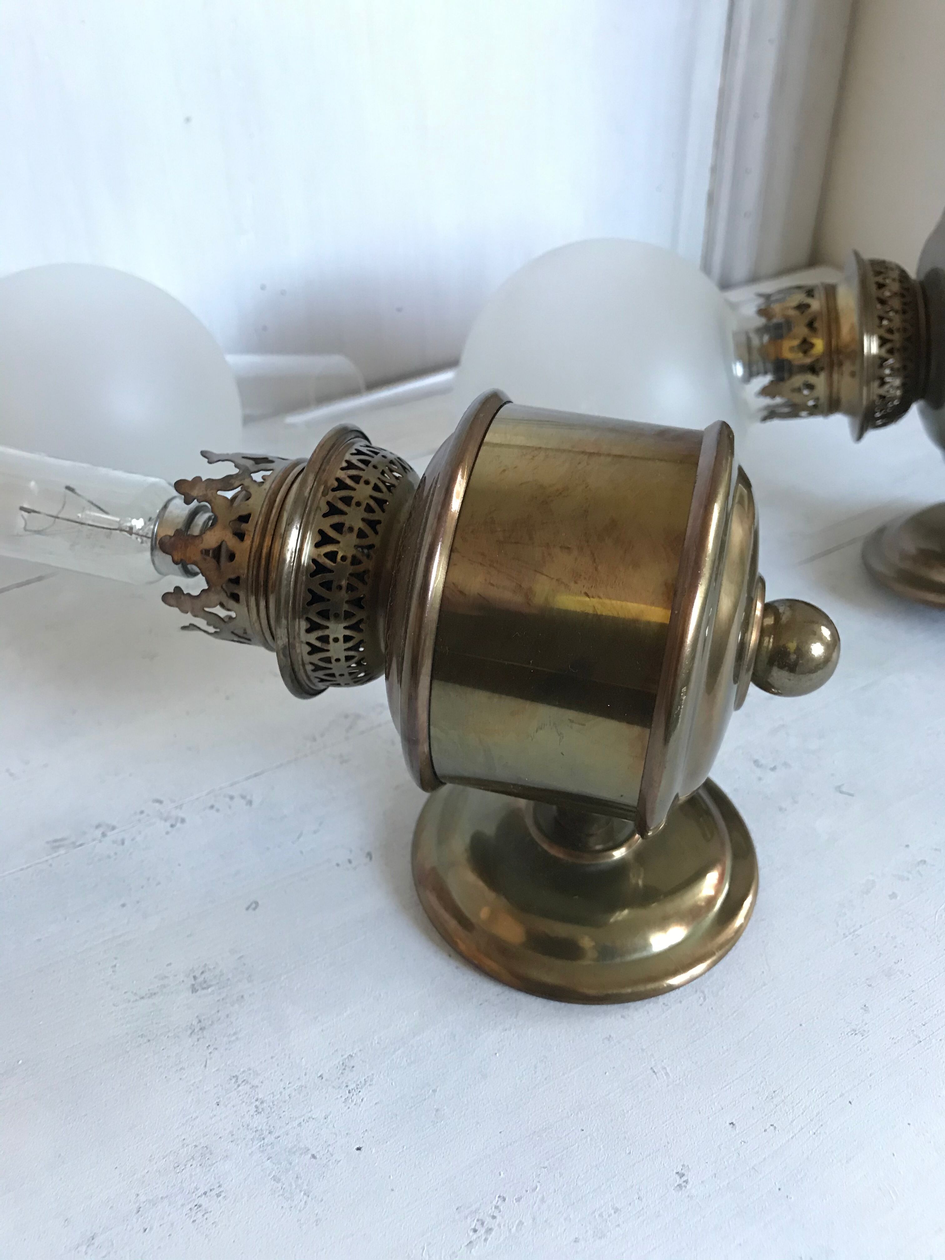 Old pair of brass wall light