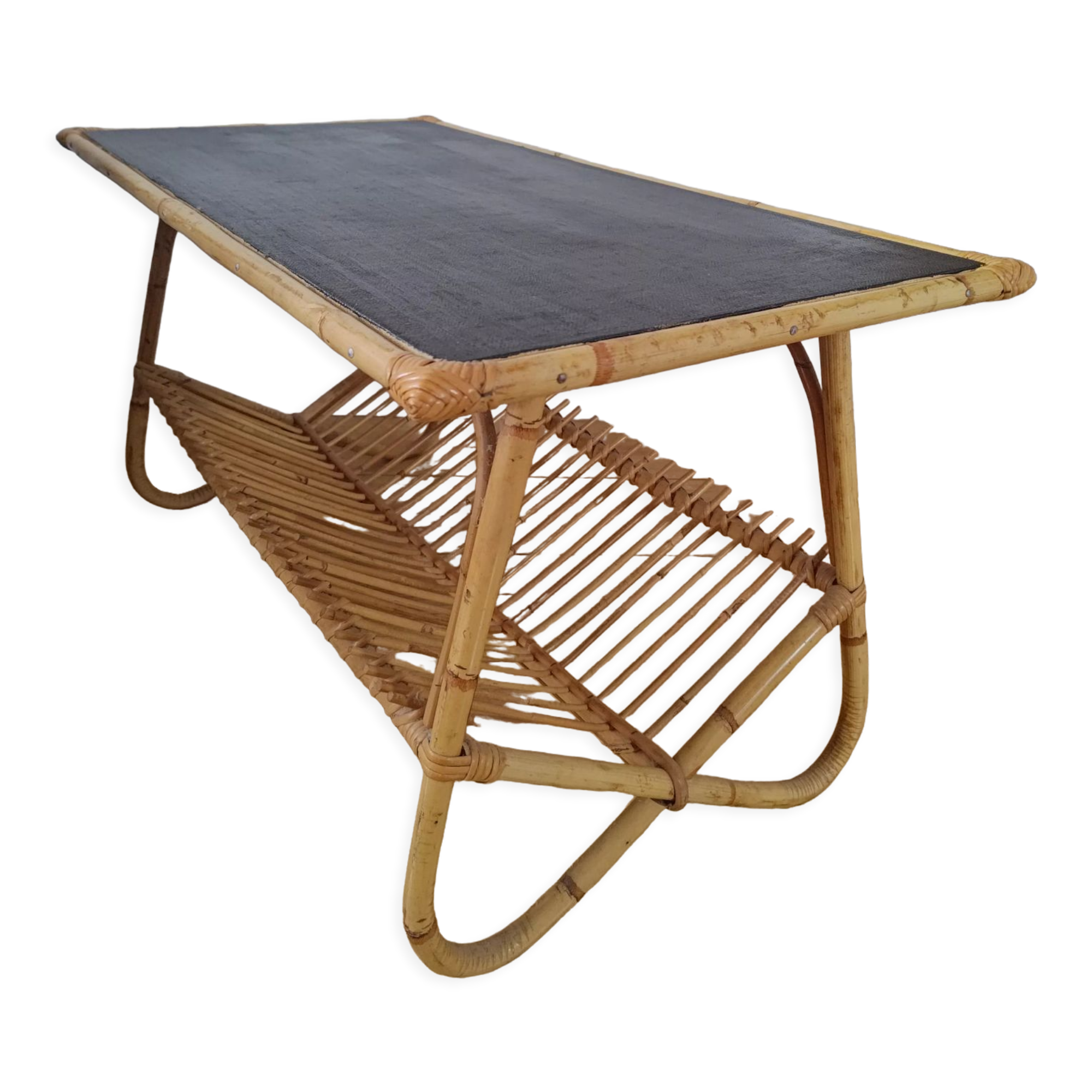 rattan coffee table 50s-60s