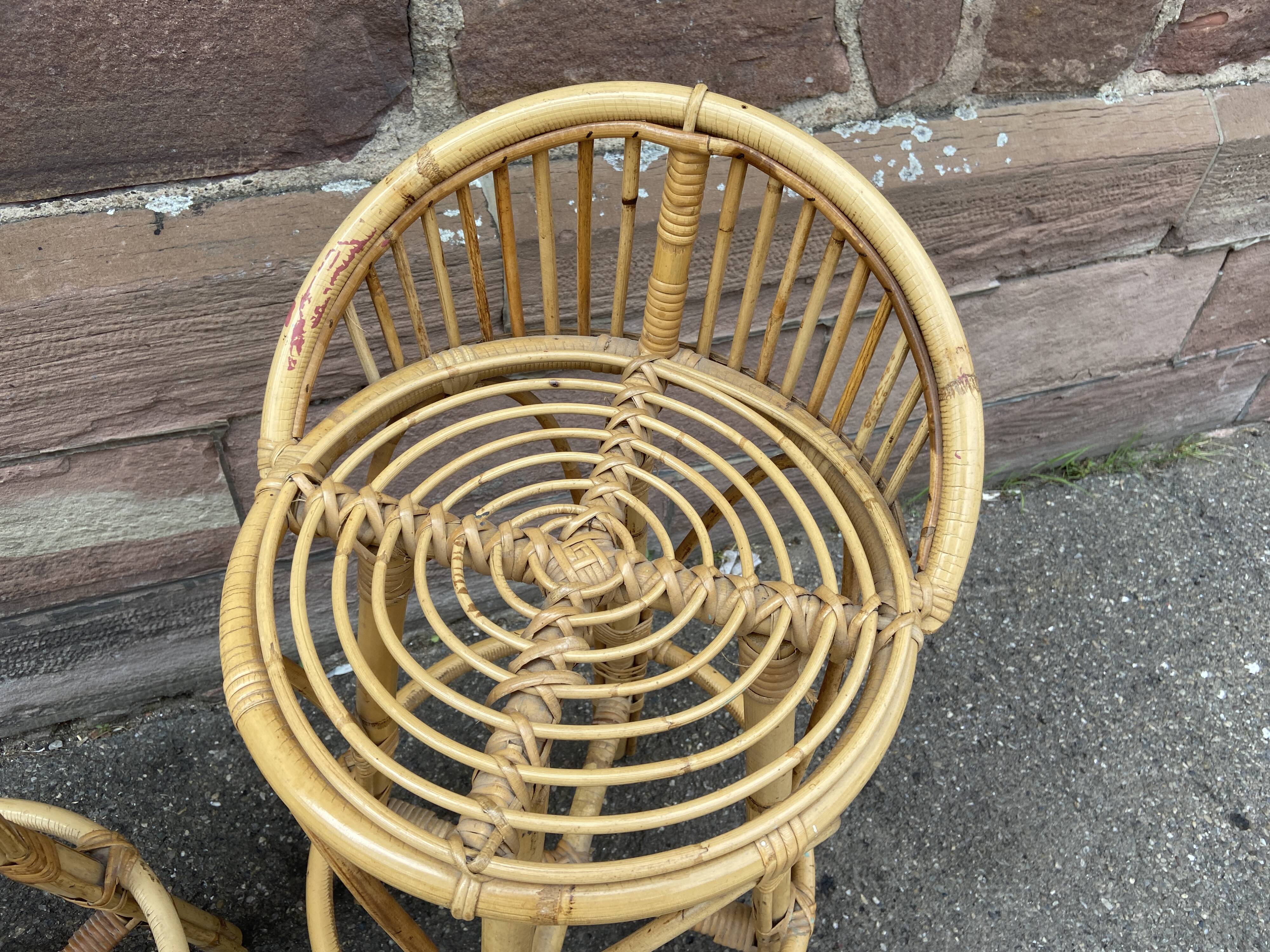 Pair of vintage rattan bar stools