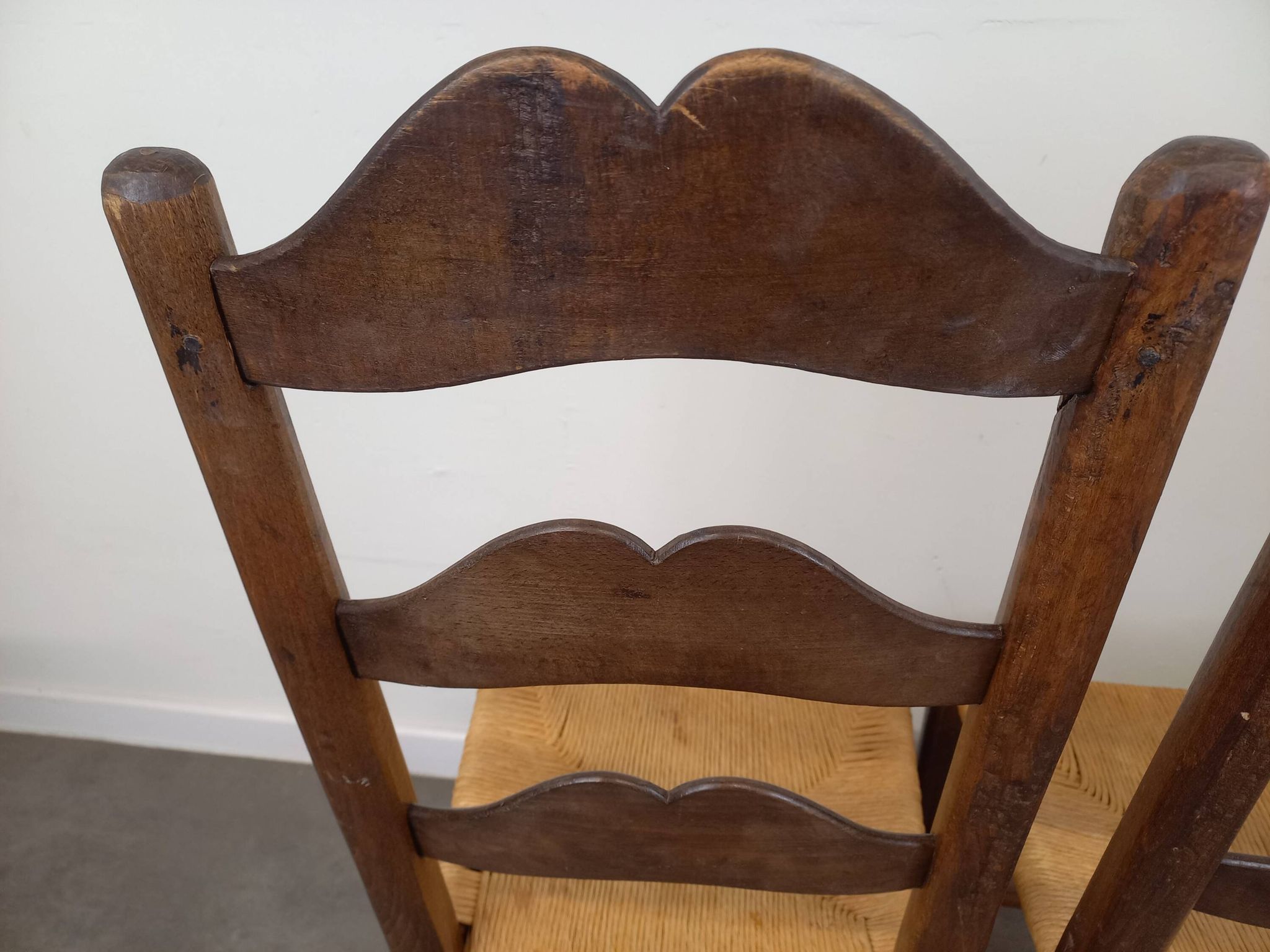 Straw brutalist chairs, set of 4