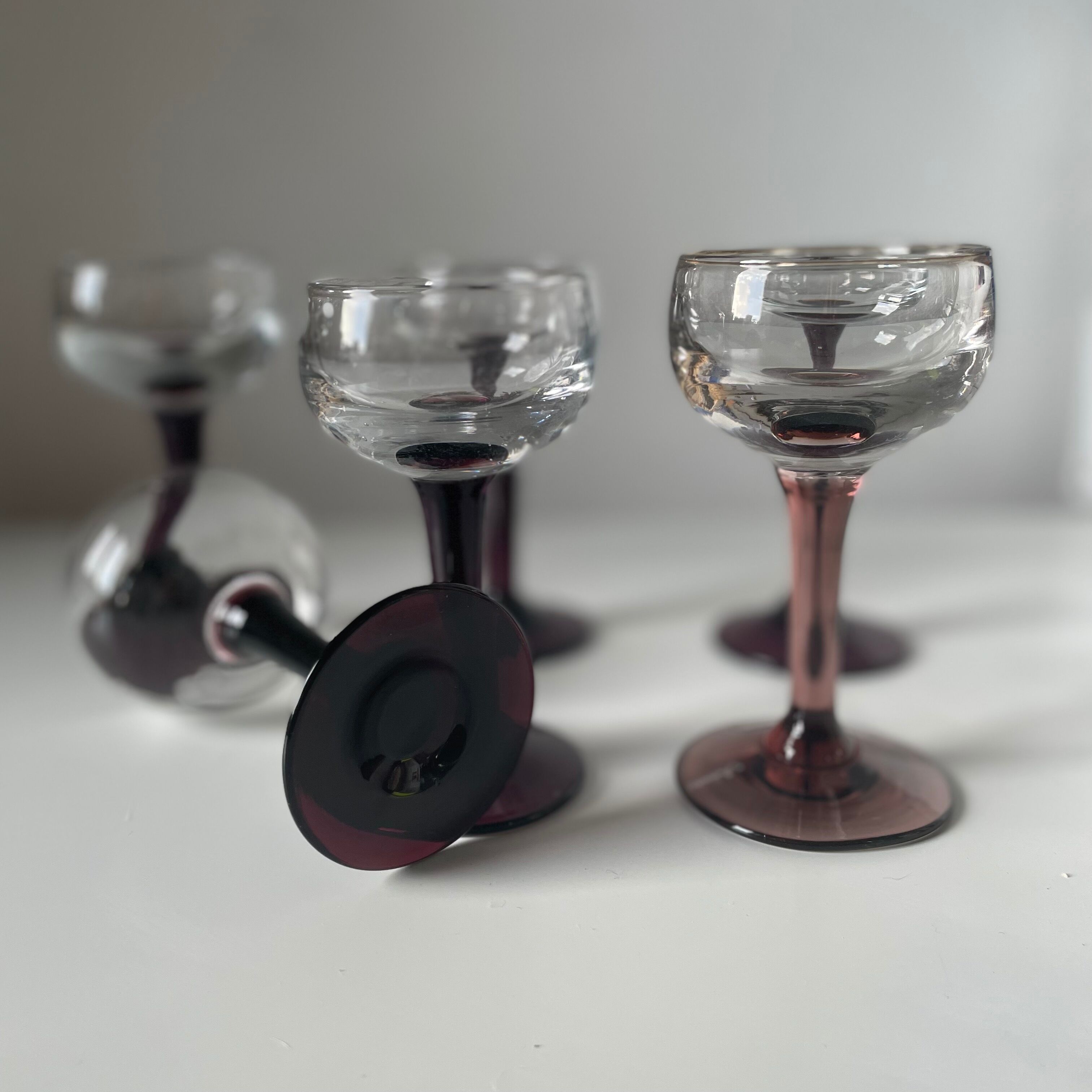 Set of 6 antique stemmed glasses