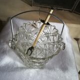 Crystal ice bucket with pliers