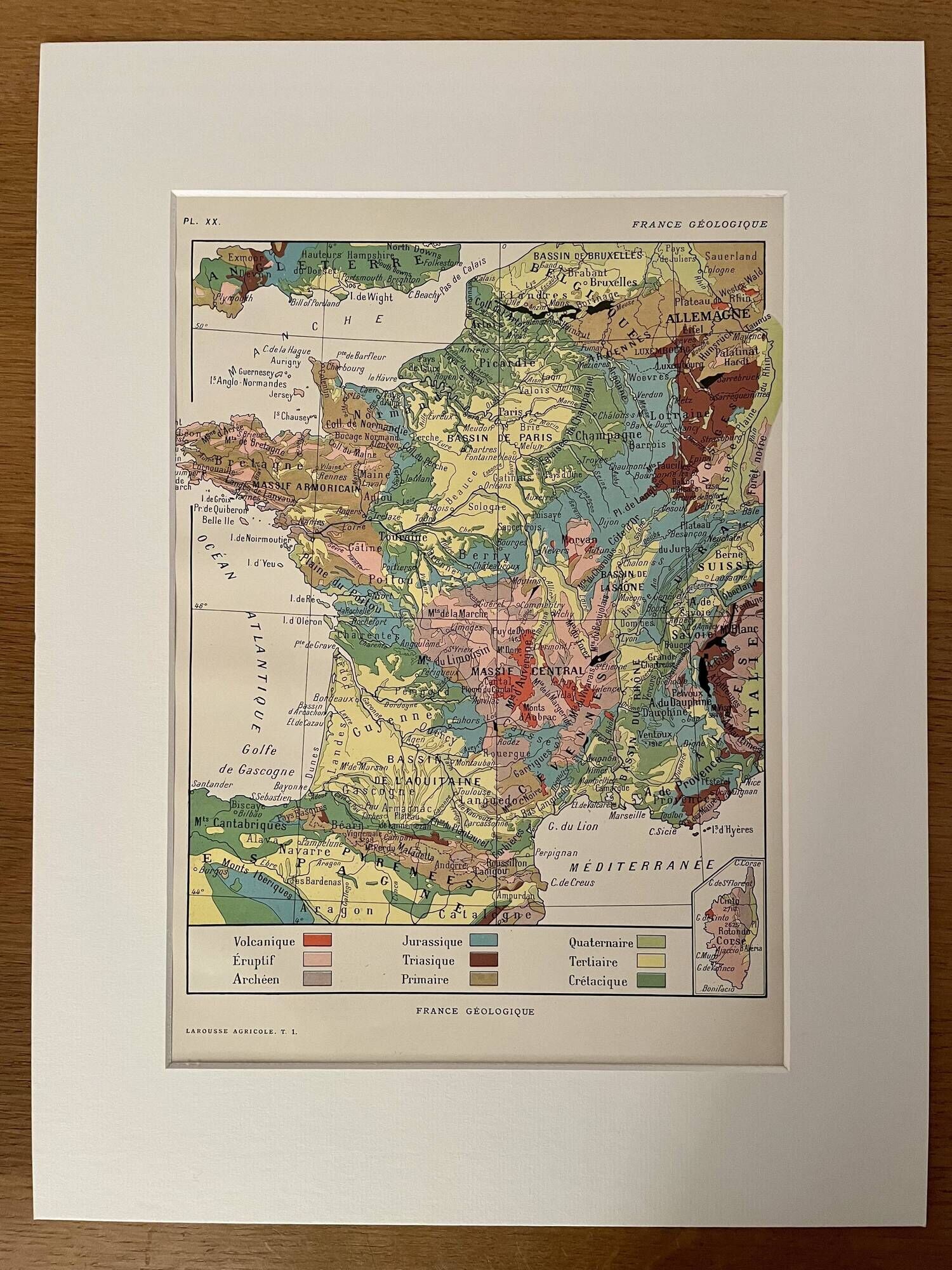 Old geological France map - 1920
