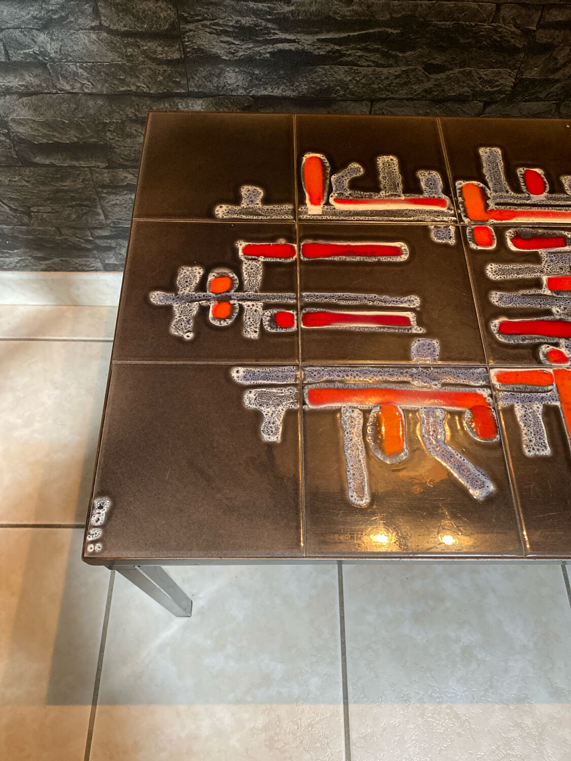 Ceramic coffee table signed Adri