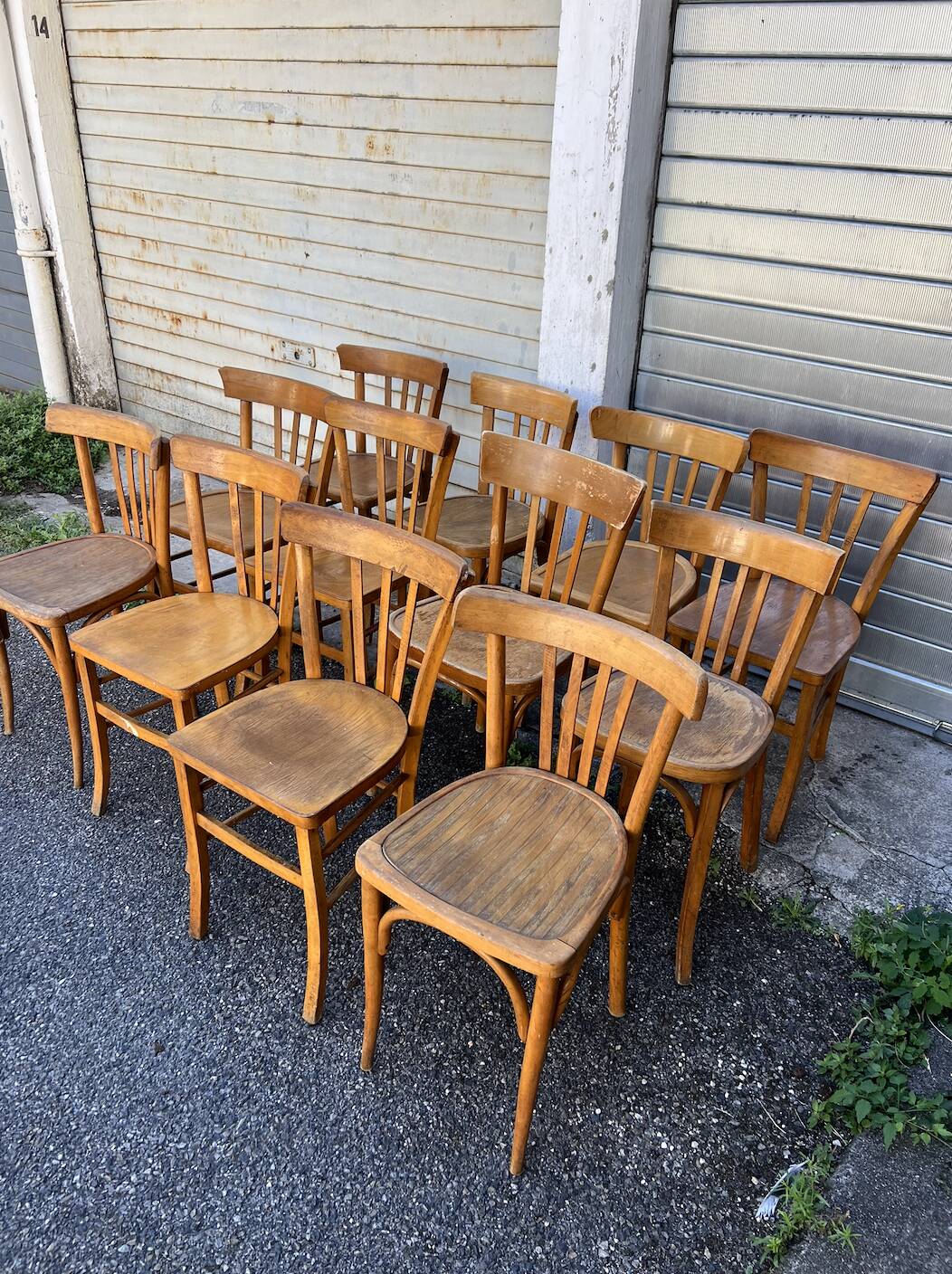 (Lot) 12 bistro chairs (light oak)