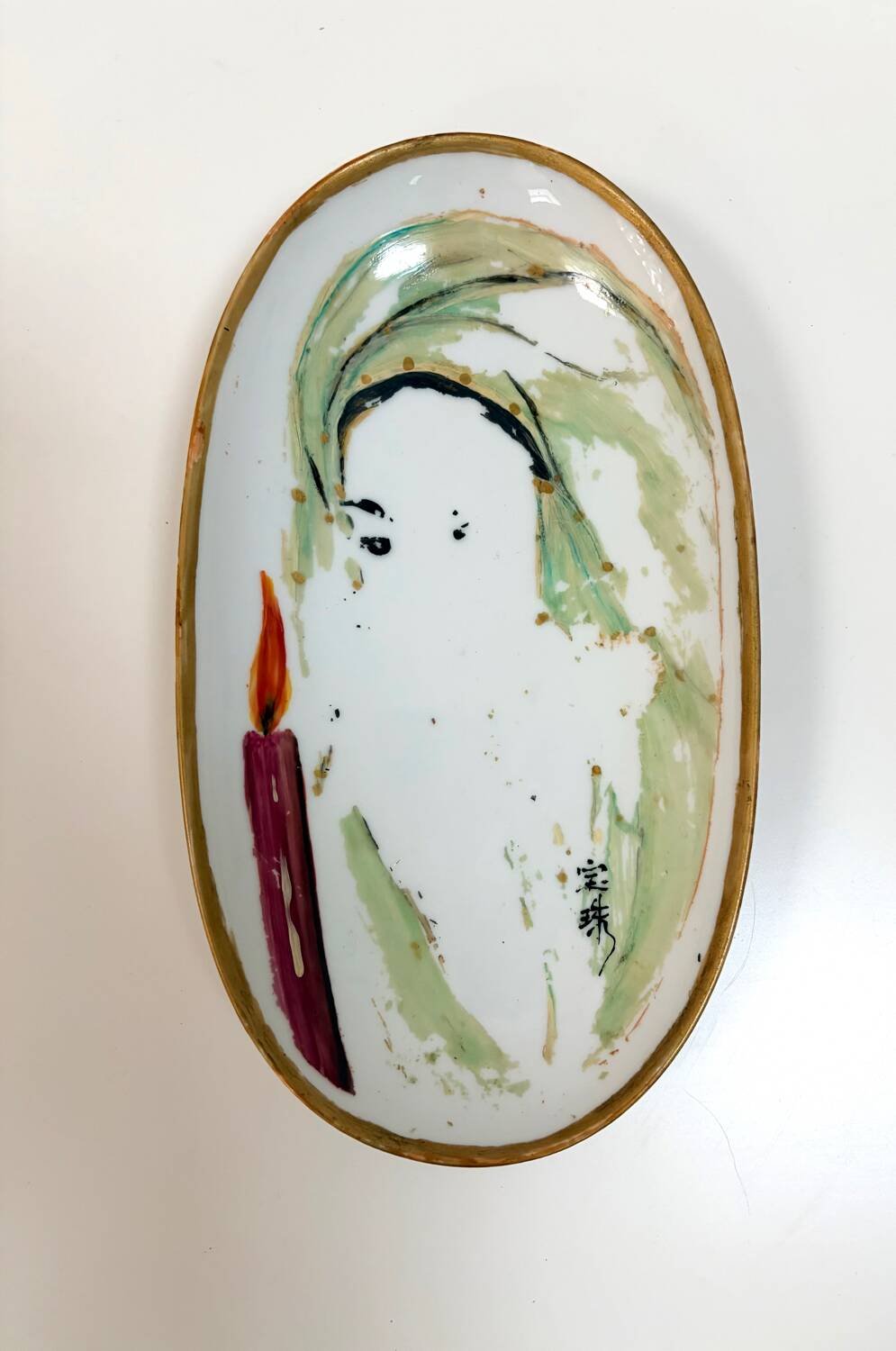 Small oval dish / China porcelain catchall