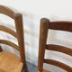 Set of 4 vintage brutalist chairs in wood and straw from the 1960s.