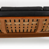 Danish Teak and Black Leather Sofa c.1960