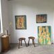 Pair of Le Selou tripod shepherd's stools