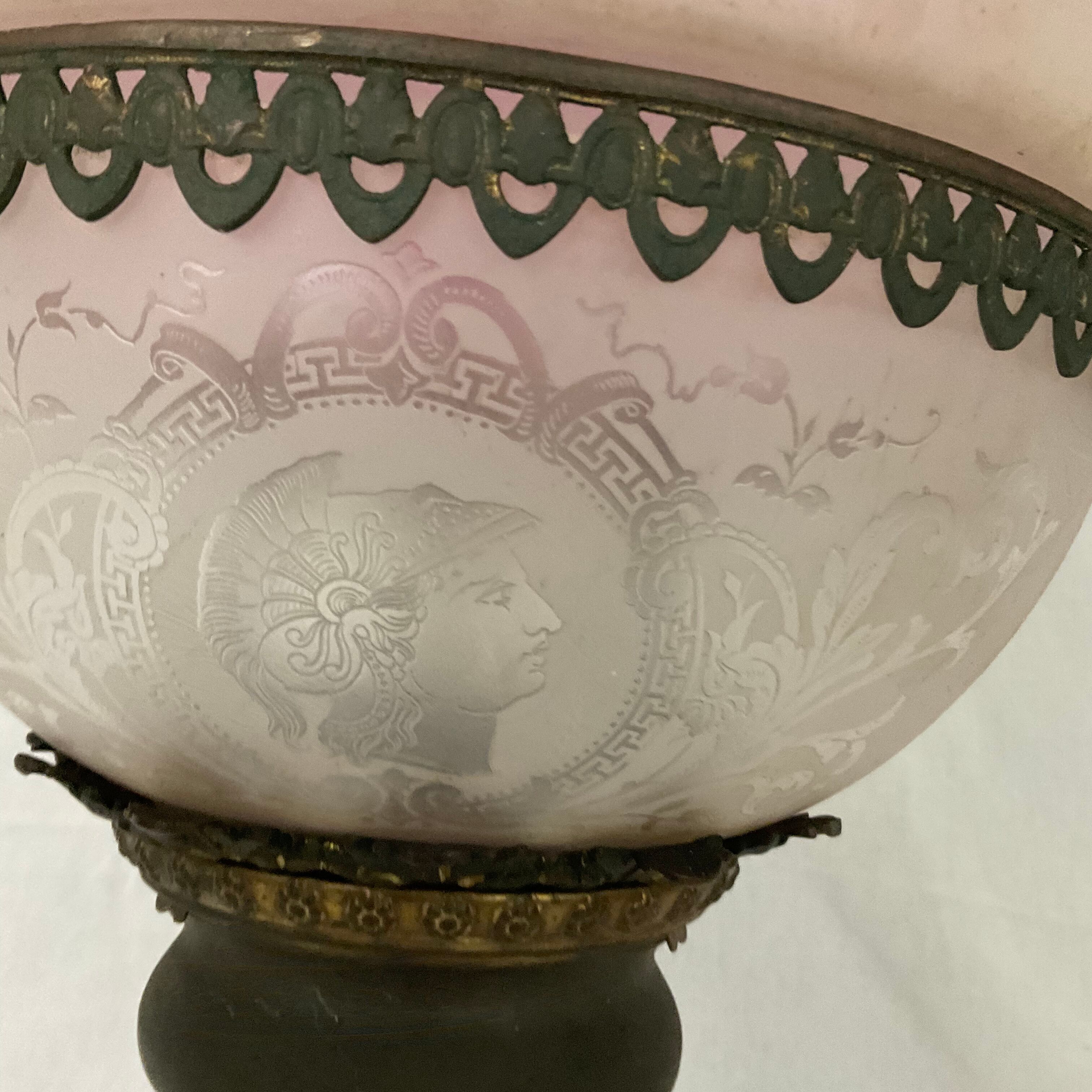 Hanging lamp Napoleon III frosted glass and enamelled glass