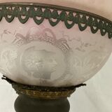 Hanging lamp Napoleon III frosted glass and enamelled glass