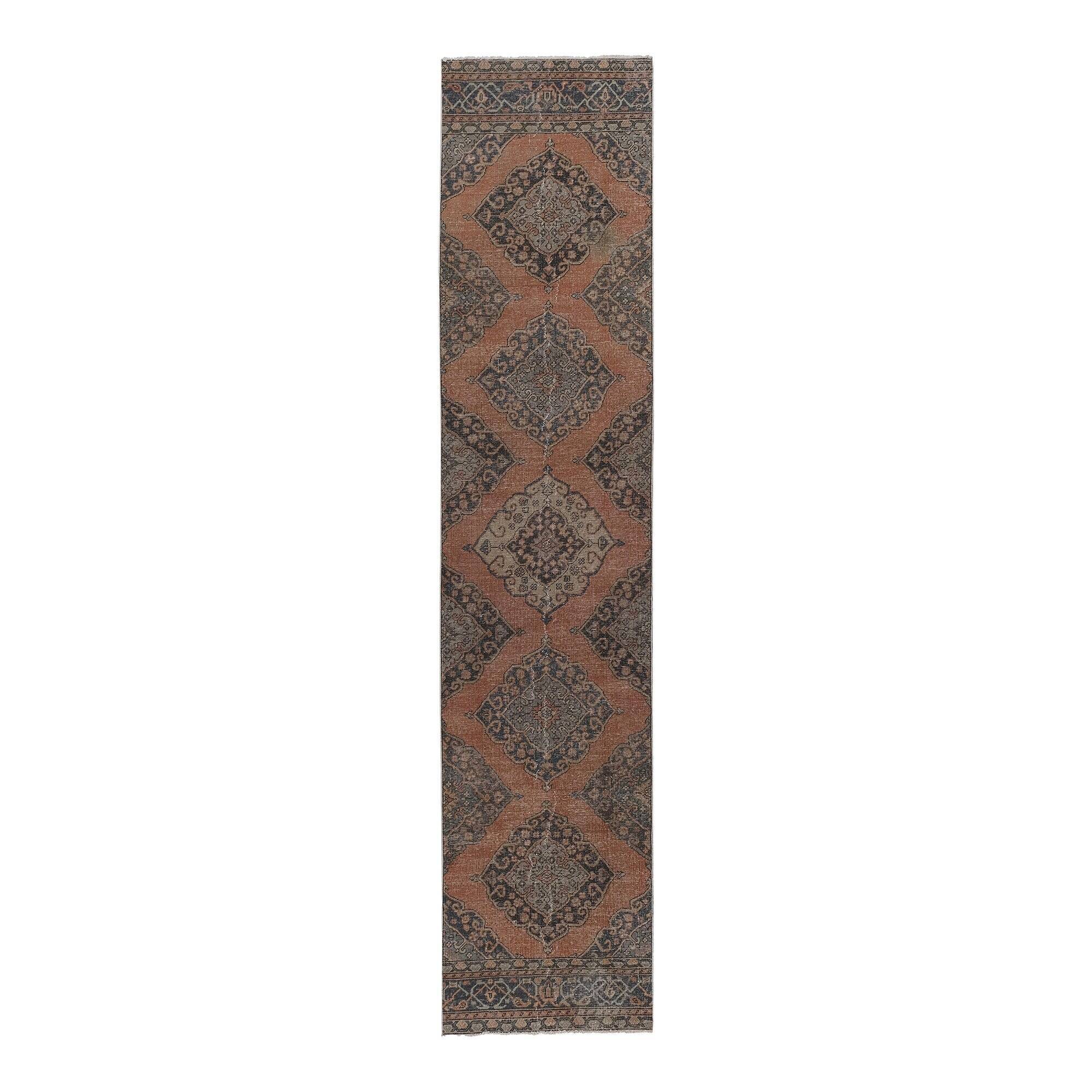 Vintage Turkish hallway rug 88x397 cm