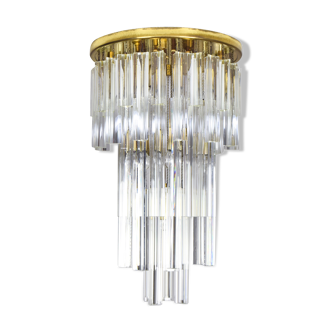 Venini Cascade Flush Mount Murano Glass Triedri Mid Century Italian Chandelier