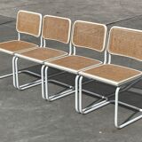 Suite de 4 chaises modèle Cesca b32 en blanc par Marcel Breuer 1987