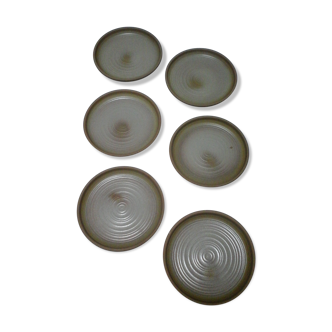 Lot of 6 plates in sandstone to dessert