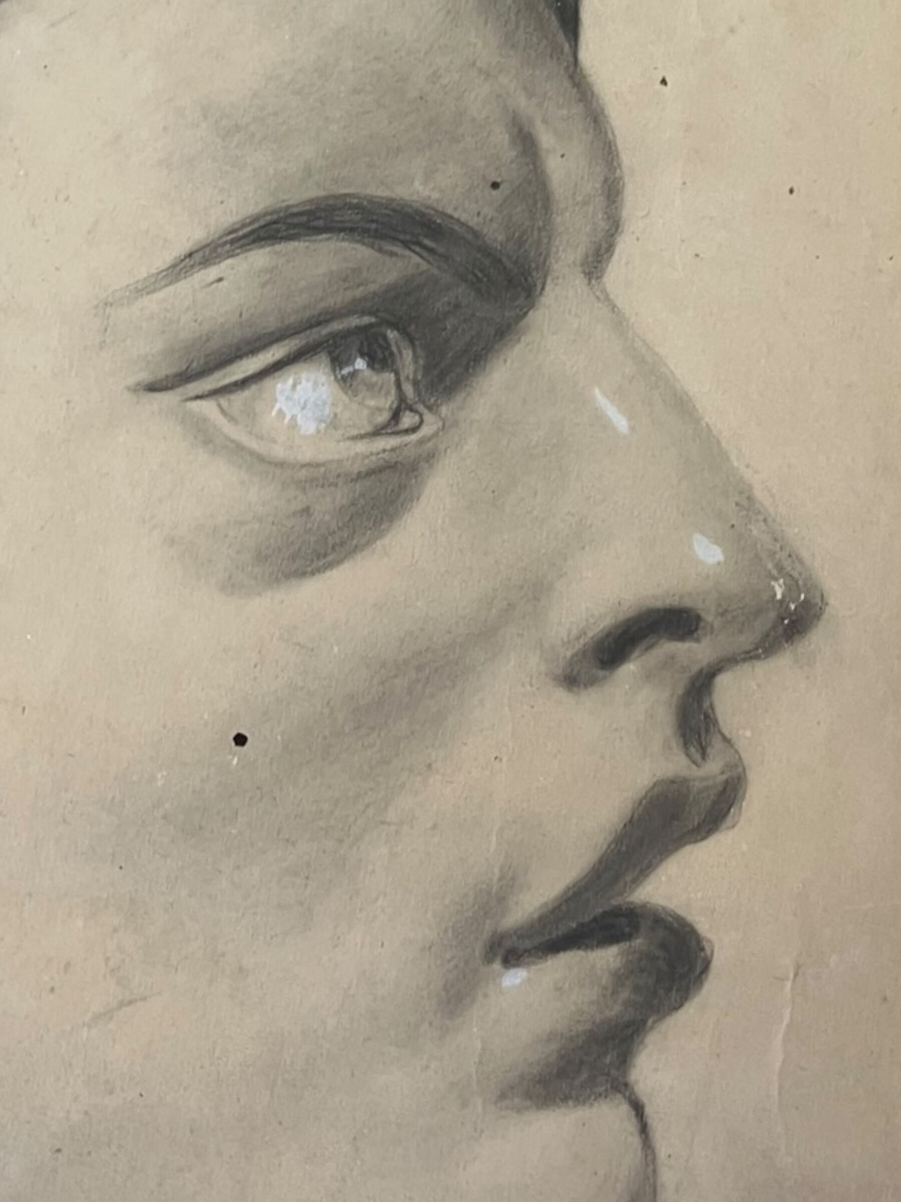 Profile of woman with drapery drawing nineteenth signed julien