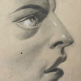 Profile of woman with drapery drawing nineteenth signed julien
