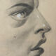 Profile of woman with drapery drawing nineteenth signed julien