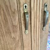 Solid raw oak wardrobe with Art Deco mirror