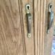 Solid raw oak wardrobe with Art Deco mirror