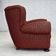 1960s, Danish relax armchair, original red furniture wool, oak wood legs.