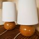 Duo of wooden ball lamps