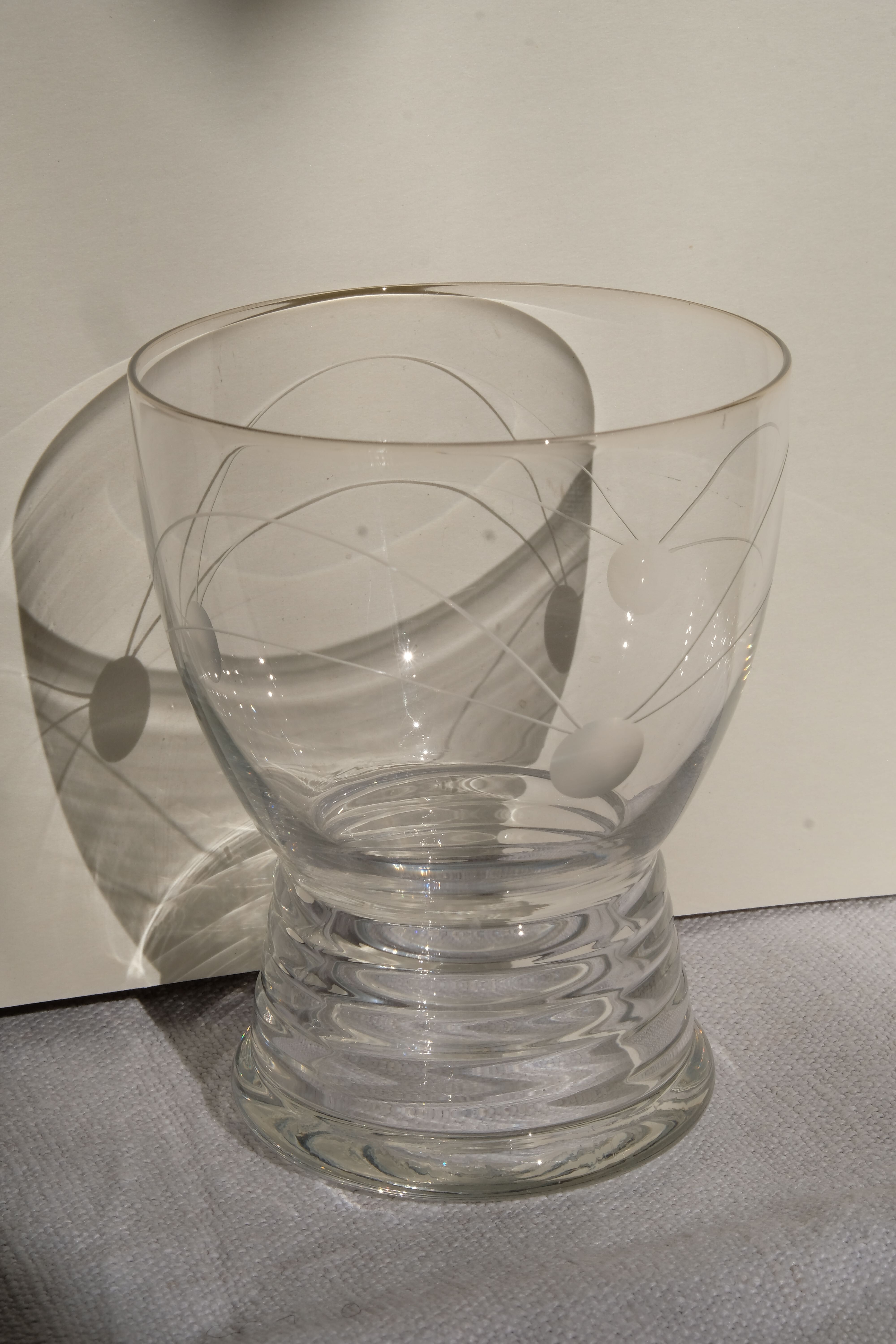Set of 6 water glasses blown mouth and engraved