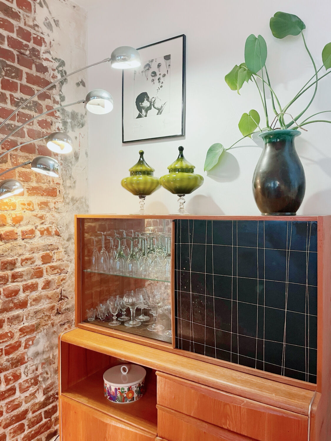 Empoli glass bonbonnière 60s-70s