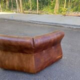 Modular sofa in cognac brown leather, Italy 1970s