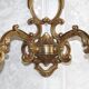 Large Vintage French Bronze Open Back Design Leaf Detail Double Wall Light 4740