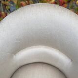 Old toad armchair in beige velvet