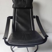 Black leather armchair by Åke Fribytter for Nelo möbel from the 70s