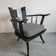 Pair of antique hand-carved armchairs in black lacquer from the 1920s.