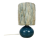 Blue ceramic ball lamp with wool lampshade, vintage