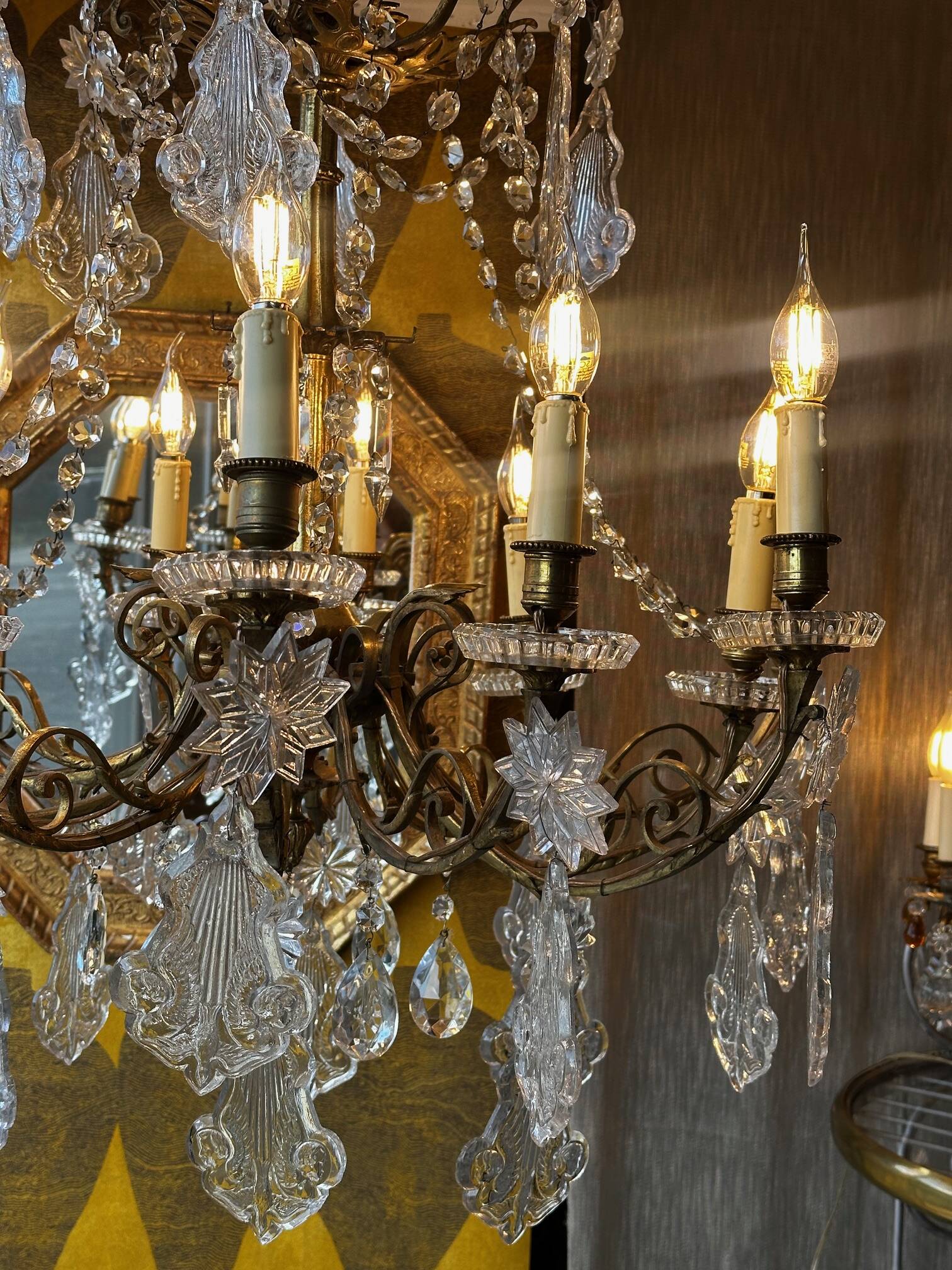 Crystal and bronze chandelier