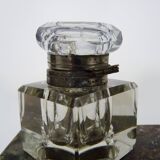 Inkwell nineteenth in marble and glass bottle