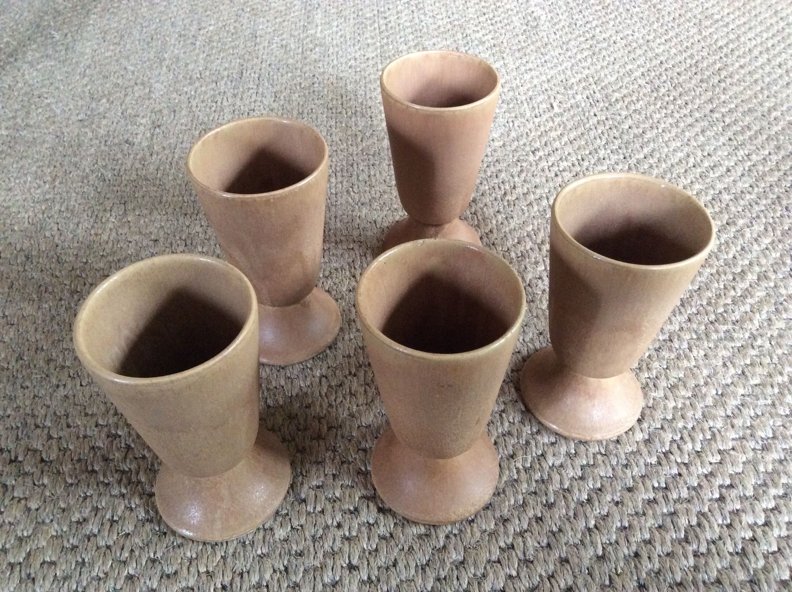 Series of 5 sandstone cups