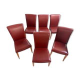 Poltrona Frau Italy - 6 chairs in varnished wood and leather