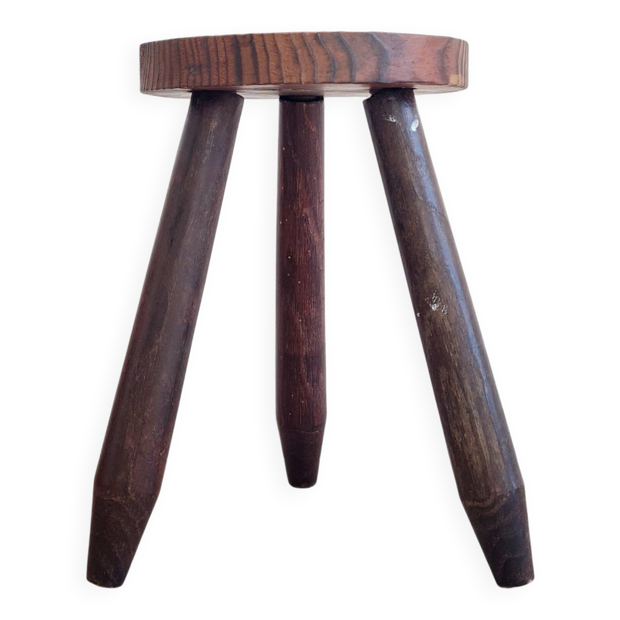 Antique wooden tripod stool - saddle