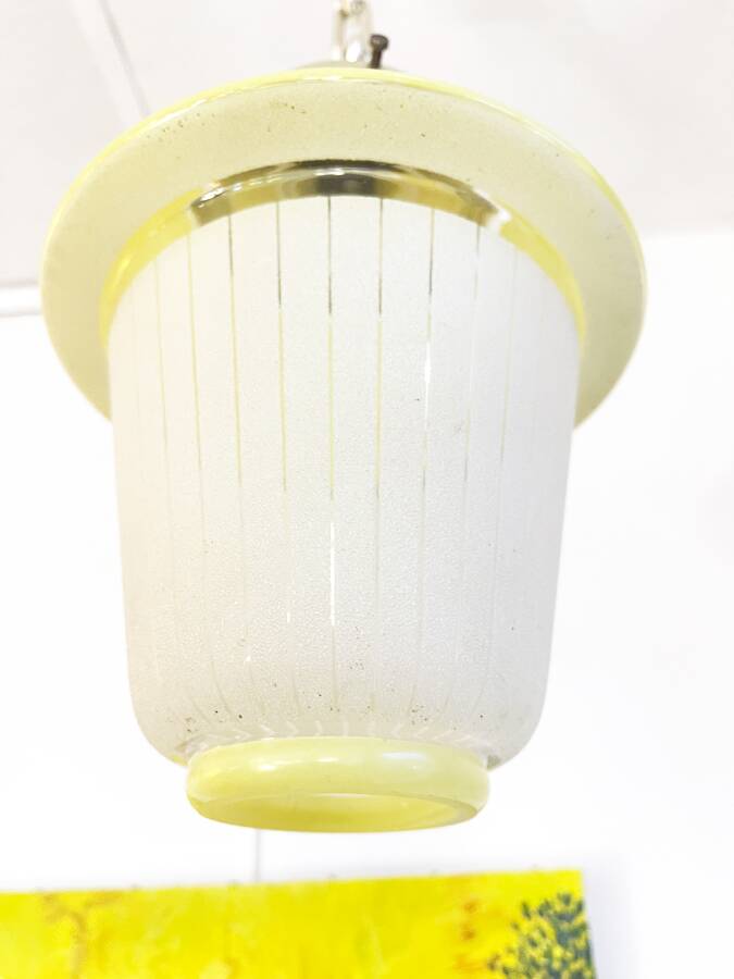 Yellow opaline pendant light, 1950