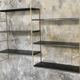 Black and gold metal string shelf set with vinyl holder - vintage 1960