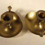 Pair of brass candle holders
