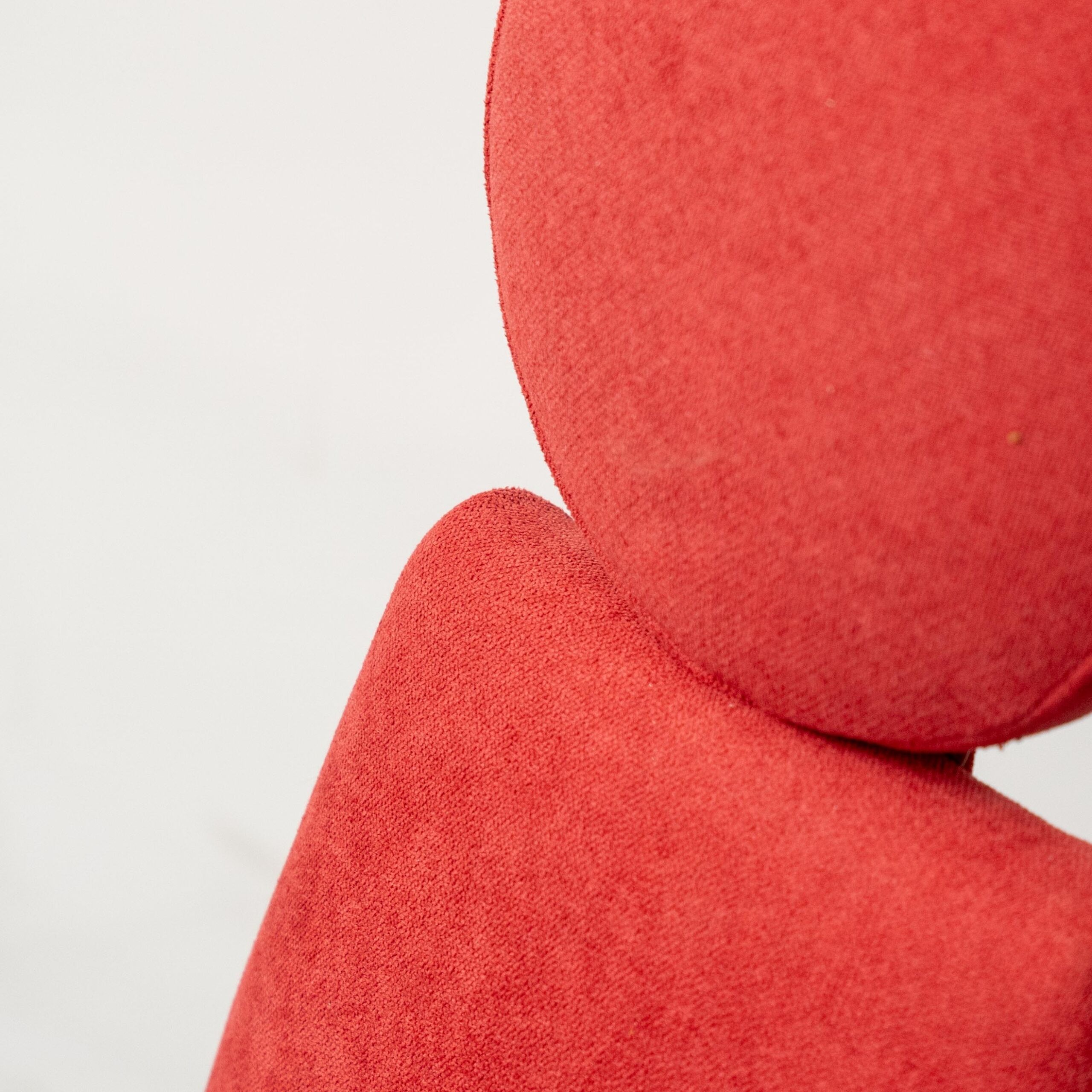 Vintage high-back chair in red fabric, 1960s design