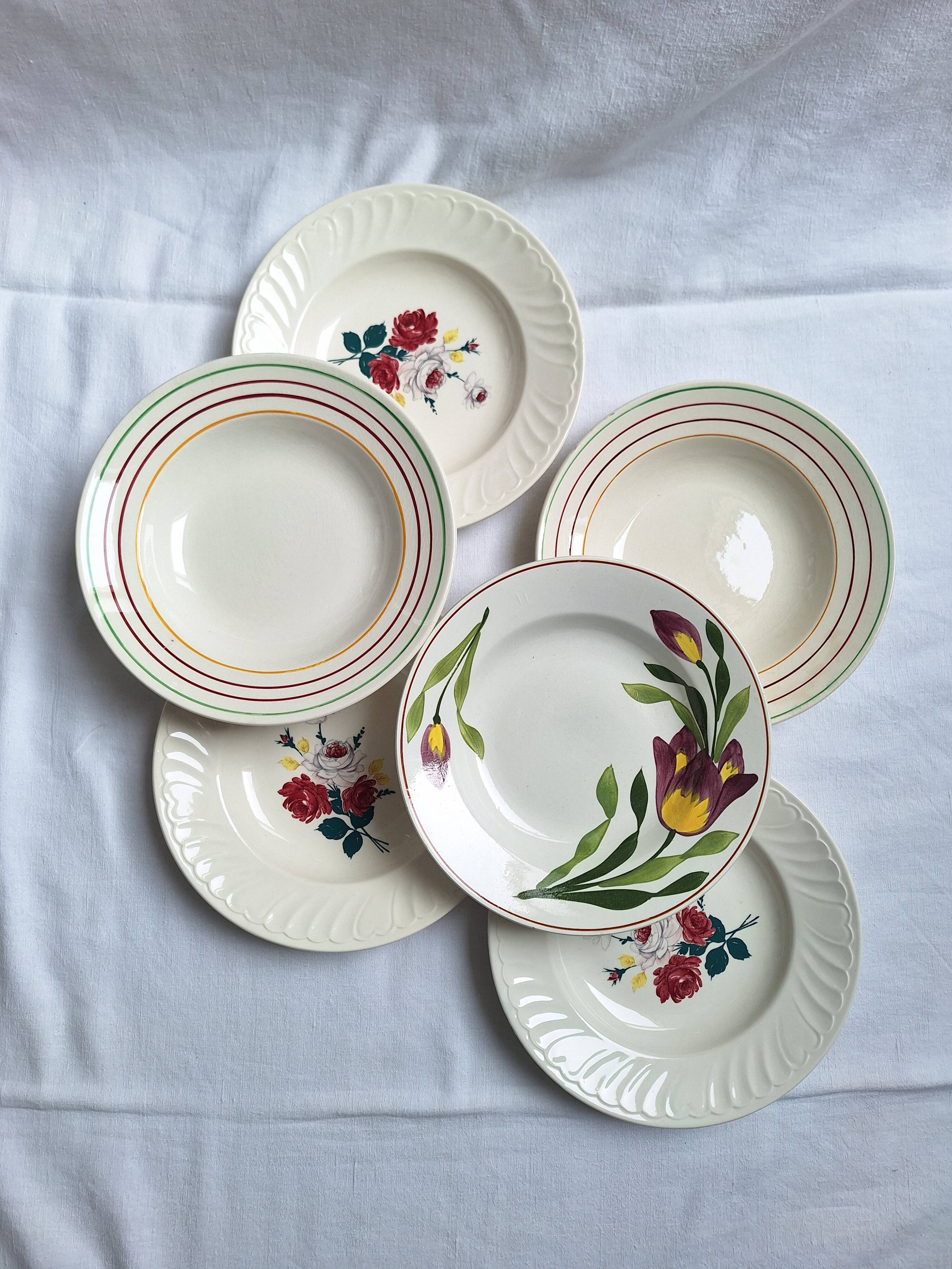 Vintage Gien and St Amand soup plates