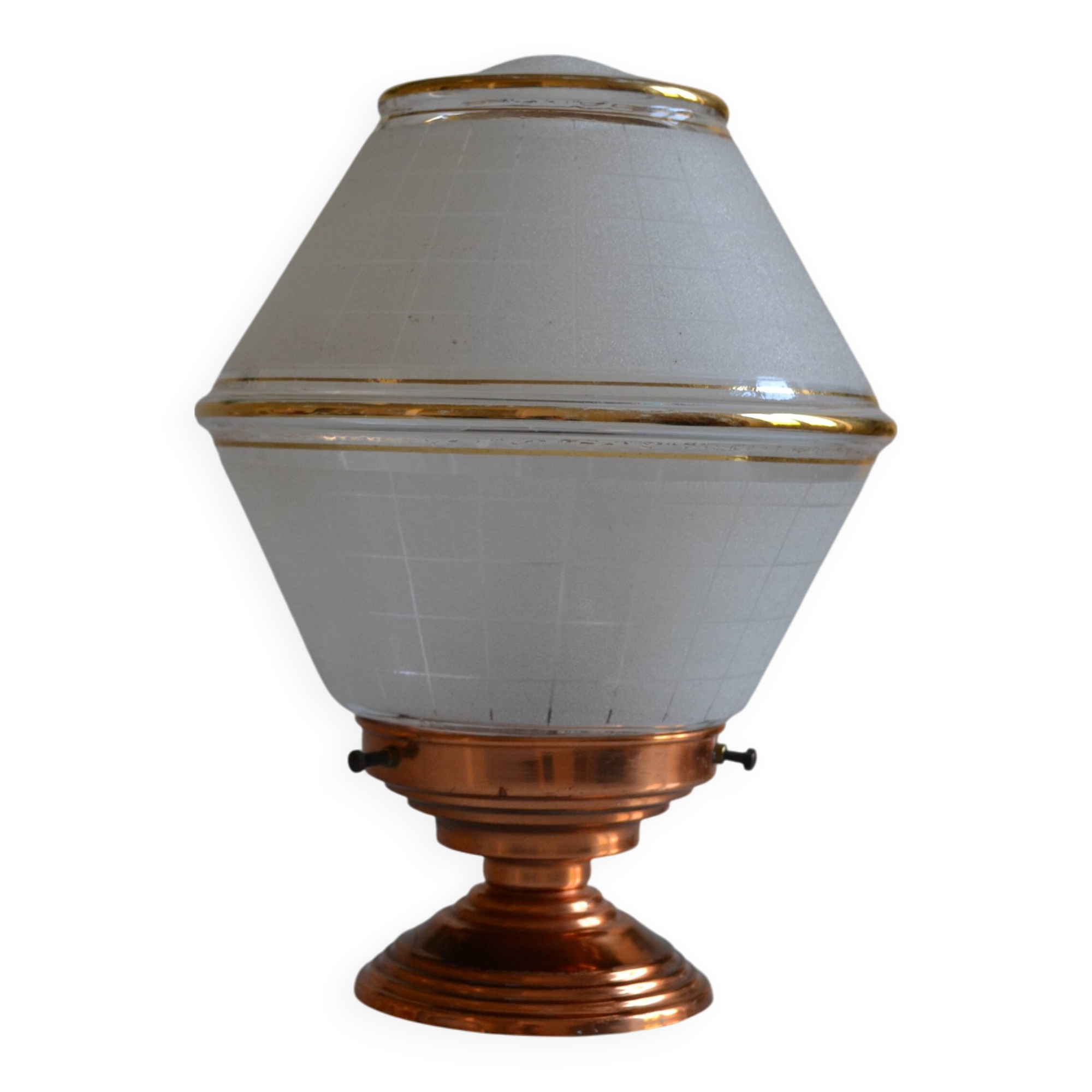Art Deco table lamp with granite glass globe