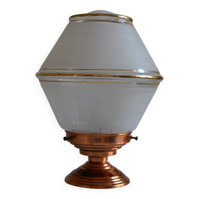 Lampe de table art déco globe en verre granité