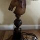 large alabaster lamp sculpted in the shape of a chess horse head 1960.